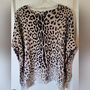 Ellison Leopard Print Sweater Tunic Lightweight Faded SZ S